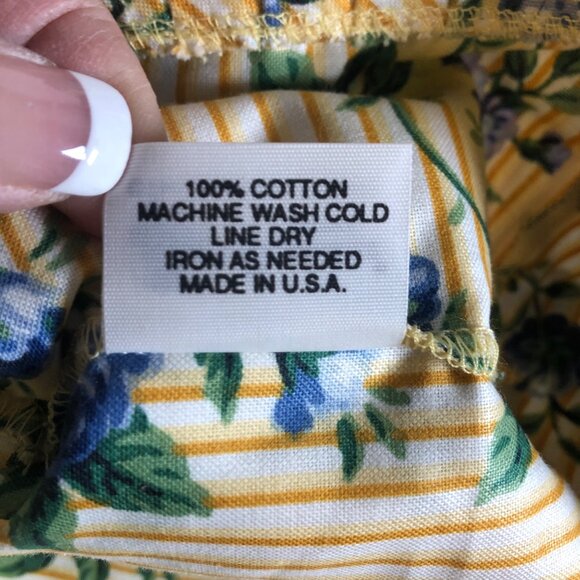 Longaberger Yellow Blue Floral Fabric Basket Liner USA Country CottageCore - Picture 4 of 4